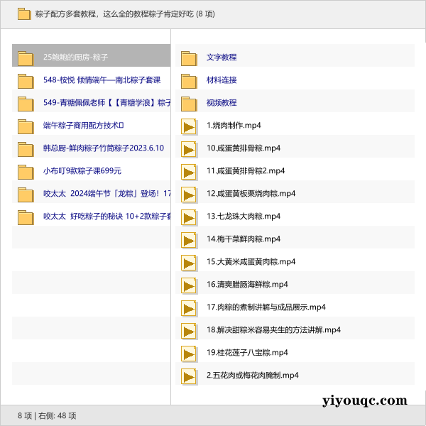 粽子配方多套教程，这么全的教程粽子肯定好吃-向阳资源站