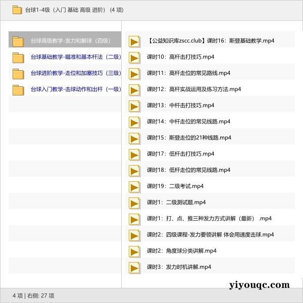 台球1-4级(入门 基础 高级 进阶)-向阳资源站