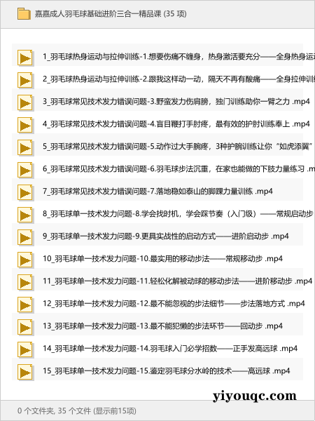 嘉嘉成人羽毛球基础进阶三合一精品课-向阳资源站