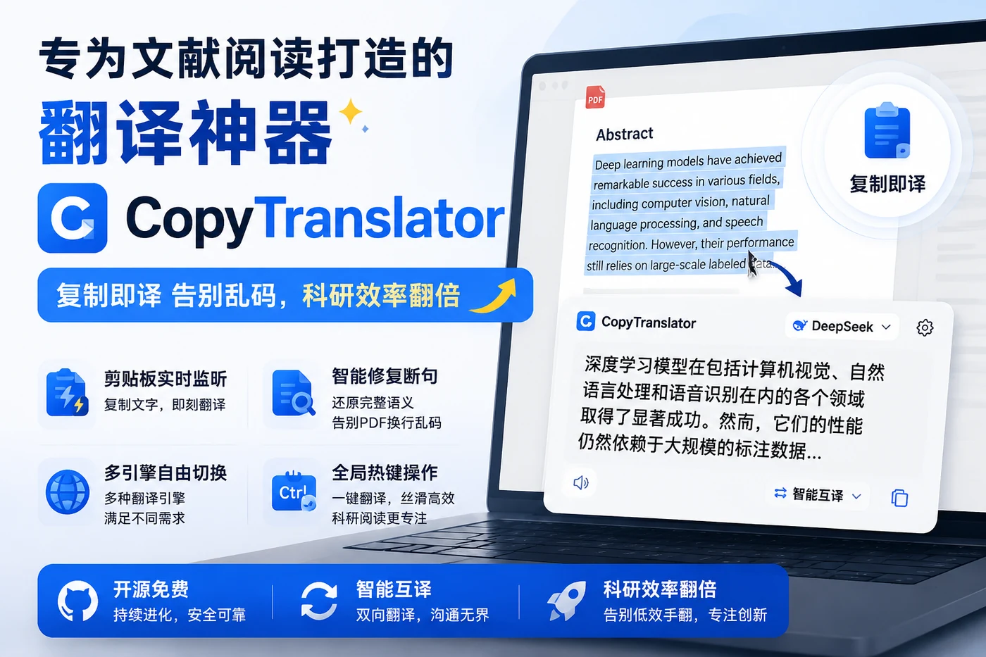 专为文献阅读打造的翻译神器:CopyTranslator,复制即译告别乱码,科研效率翻倍-向阳资源站