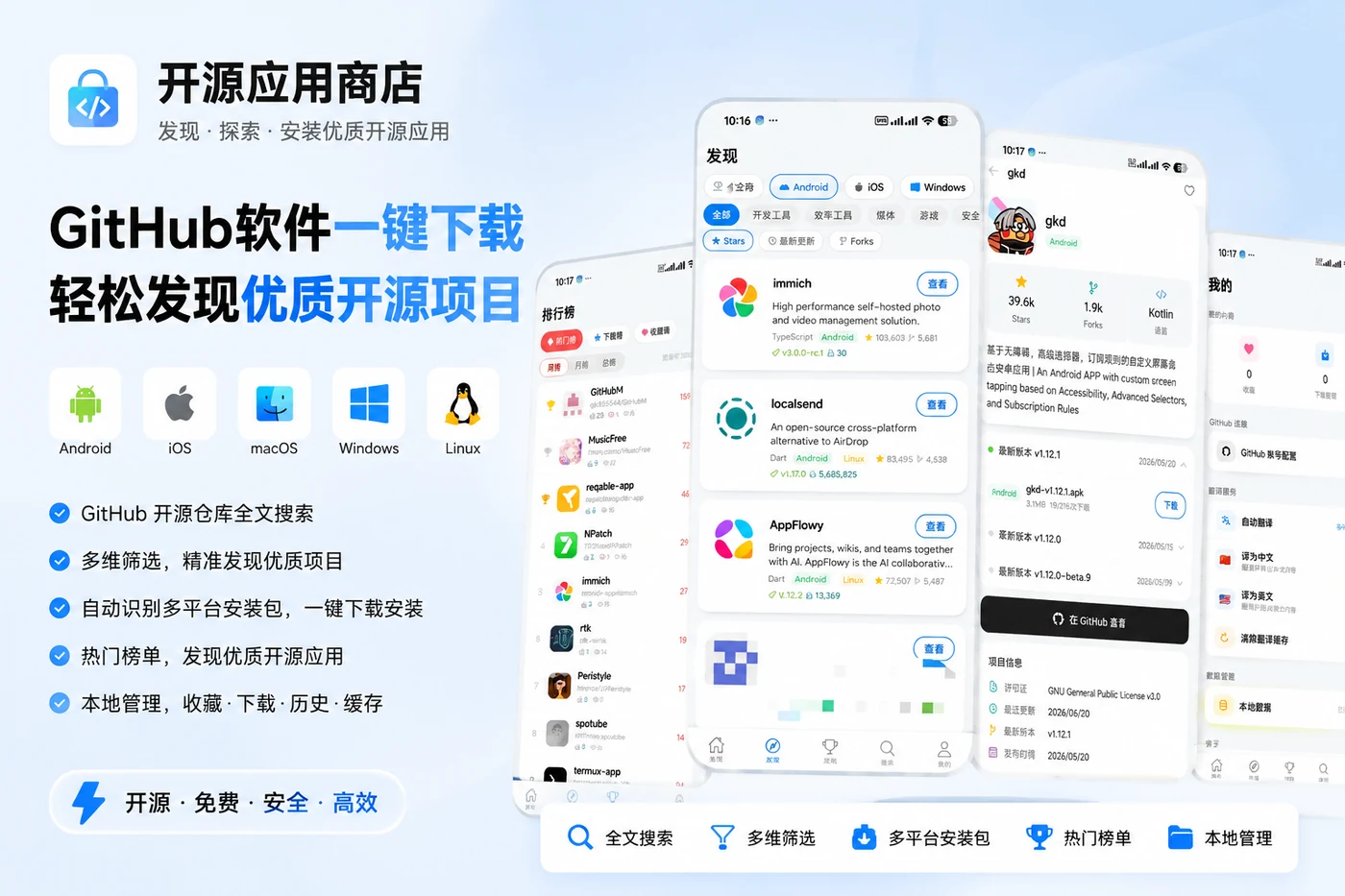 开源应用商店:GitHub软件一键下载,轻松发现优质开源项目-向阳资源站