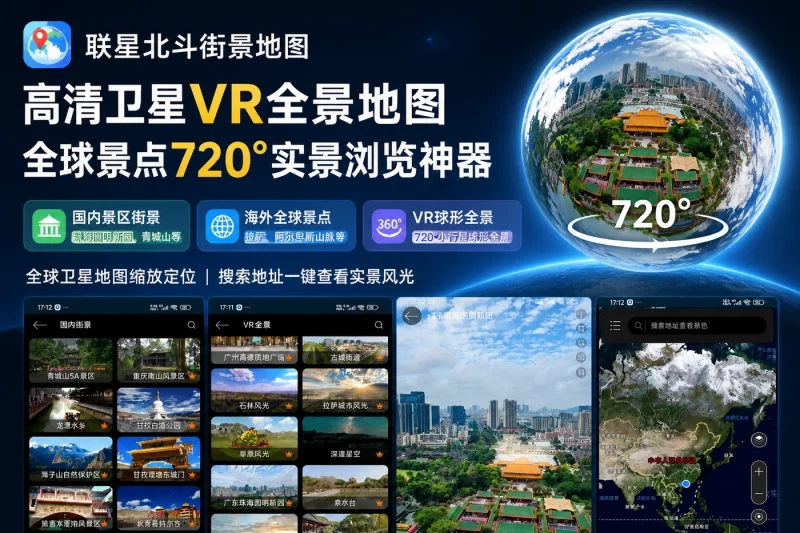 联星北斗街景地图:高清卫星VR全景地图,全球景点720°实景浏览神器-向阳资源站