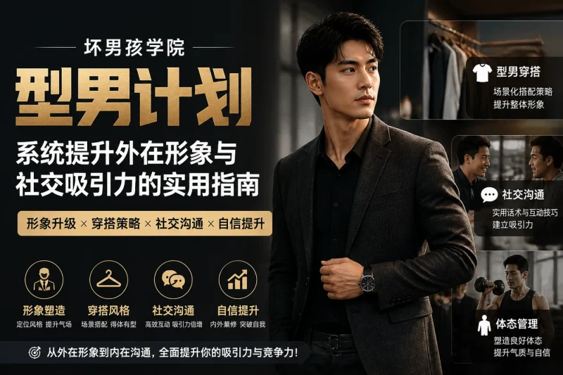 坏男孩学院型男计划:系统提升外在形象与社交吸引力的实用指南-向阳资源站