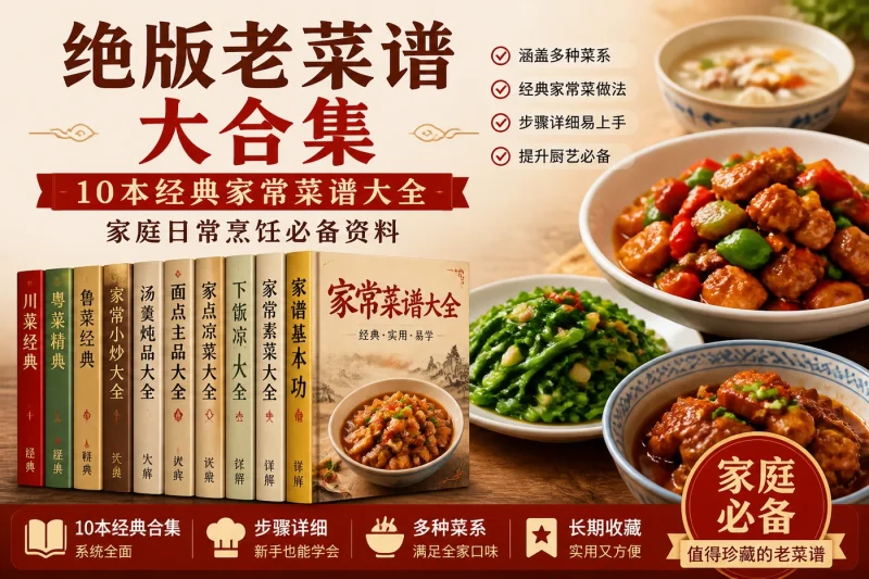 绝版老菜谱大合集:10本经典家常菜谱大全,家庭日常烹饪必备资料-向阳资源站