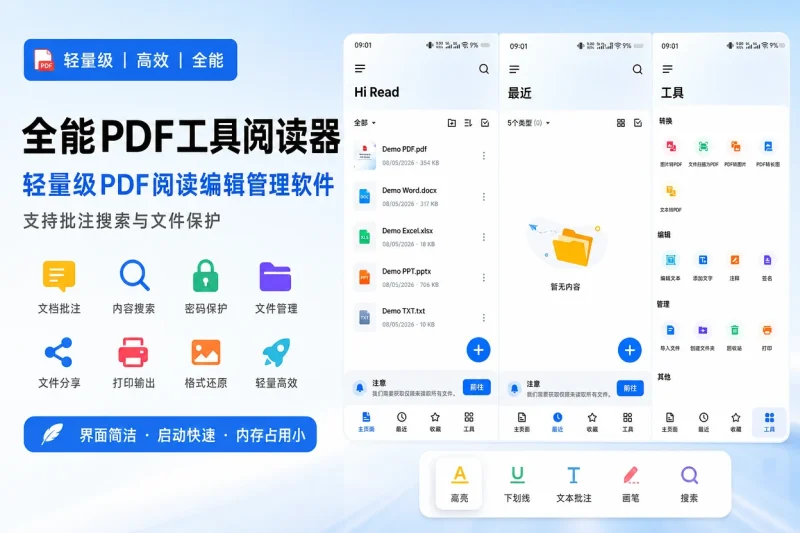 全能PDF工具阅读器:轻量级PDF阅读编辑管理软件,支持批注搜索与文件保护-向阳资源站