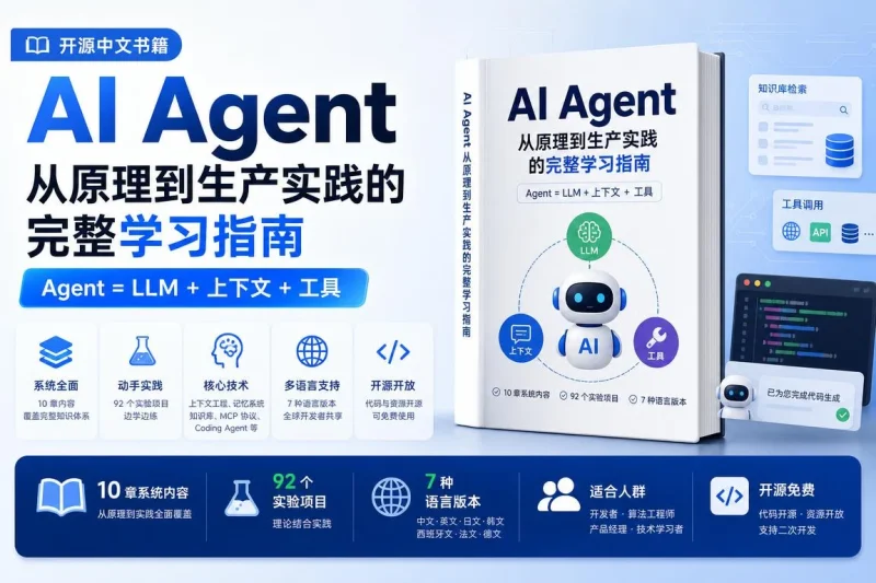 AI Agent 开源中文书籍:从原理到生产实践的完整学习指南-向阳资源站