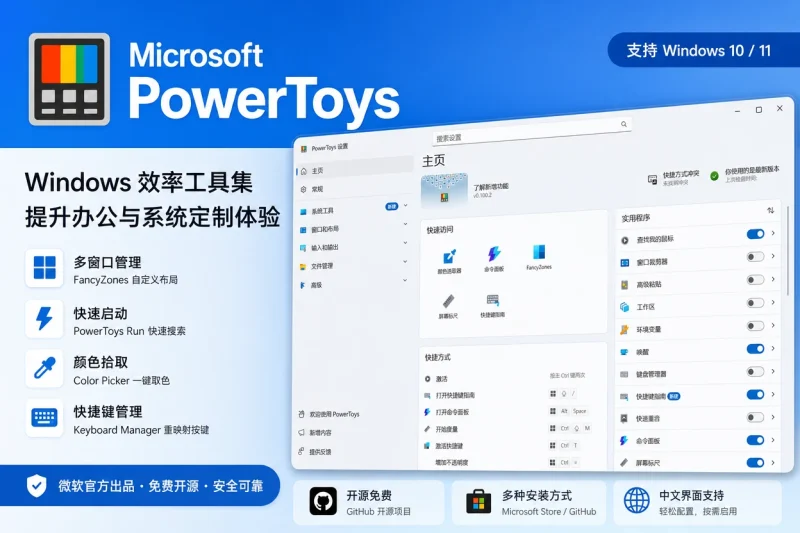 Microsoft PowerToys:Windows 效率工具集,提升办公与系统定制体验-向阳资源站