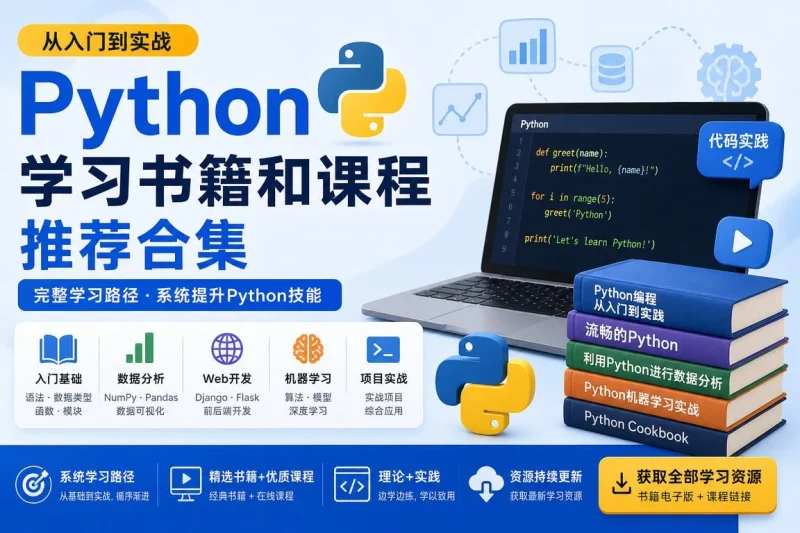 Python学习书籍和课程推荐合集:从入门到实战的完整学习路径-向阳资源站