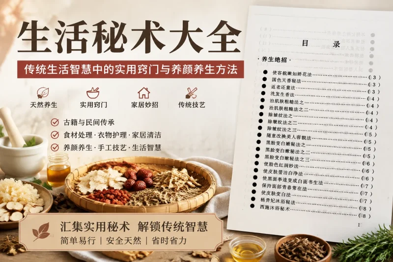 生活秘术大全:传统生活智慧中的实用窍门与养颜养生方法-向阳资源站