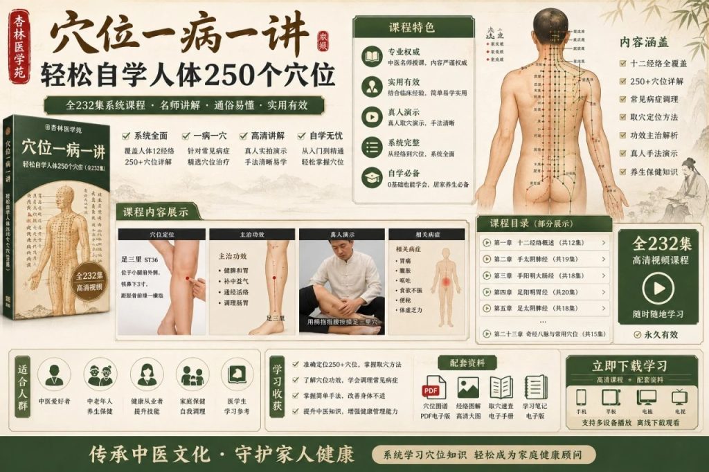 图片[1]-杏林医学苑穴位一病一讲全232集：中医穴位定位与主治功效系统学习视频教程-向阳资源站