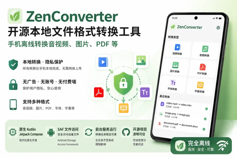 ZenConverter 开源本地文件格式转换工具:手机离线转换音视频、图片、PDF 等-向阳资源站